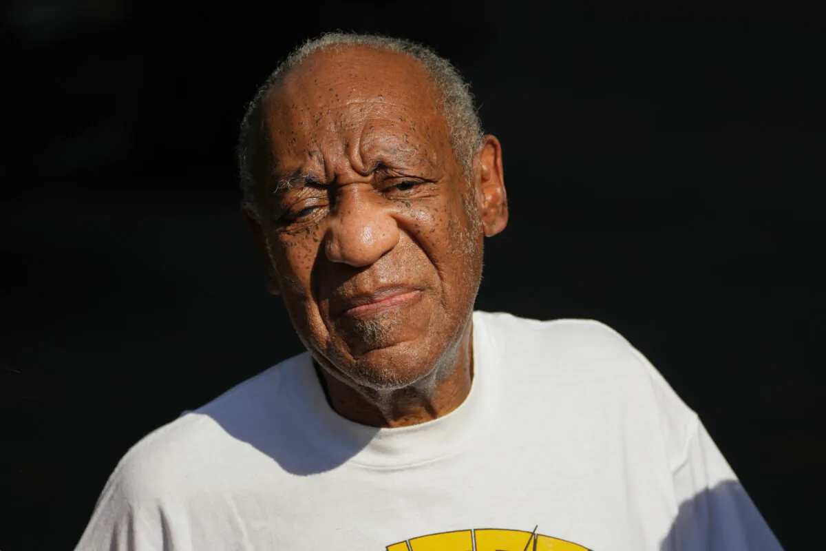 Bill Cosby reacts outside his home in Elkins Park, Pa., on June 30, 2021, after being released from prison. (Matt Slocum/AP Photo)