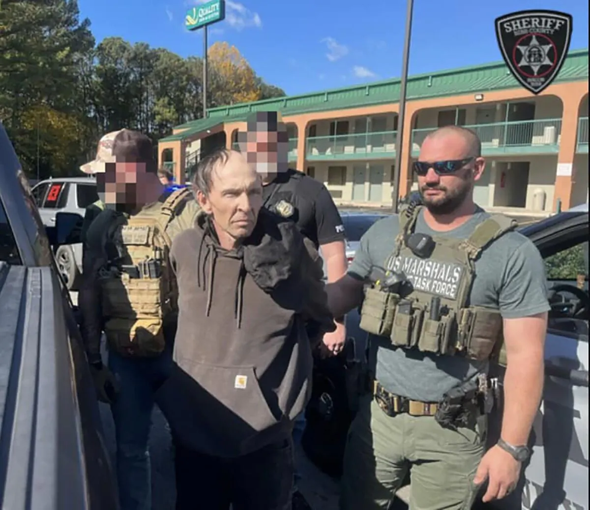 Joey Travis Fournier is apprehended near Stockbridge, Ga., on Nov. 18, 2023. (Bibb County Sheriff's Office)