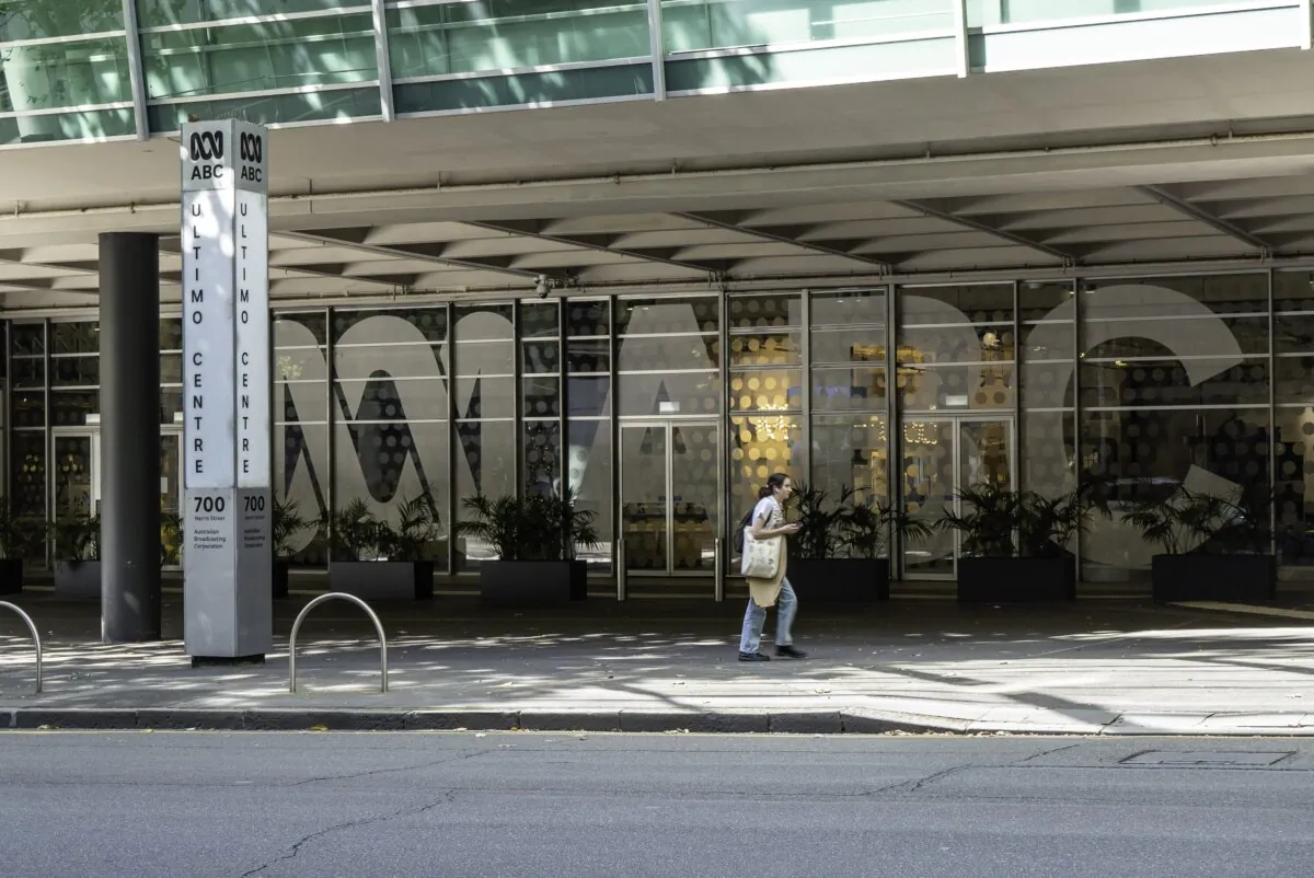 The front entrance of the Australian Broadcasting Corporation's (ABC) head office, the Ultimo Centre, in Sydney, Australia on Nov. 18, 2023. (Wade Zhong/The Epoch Times)