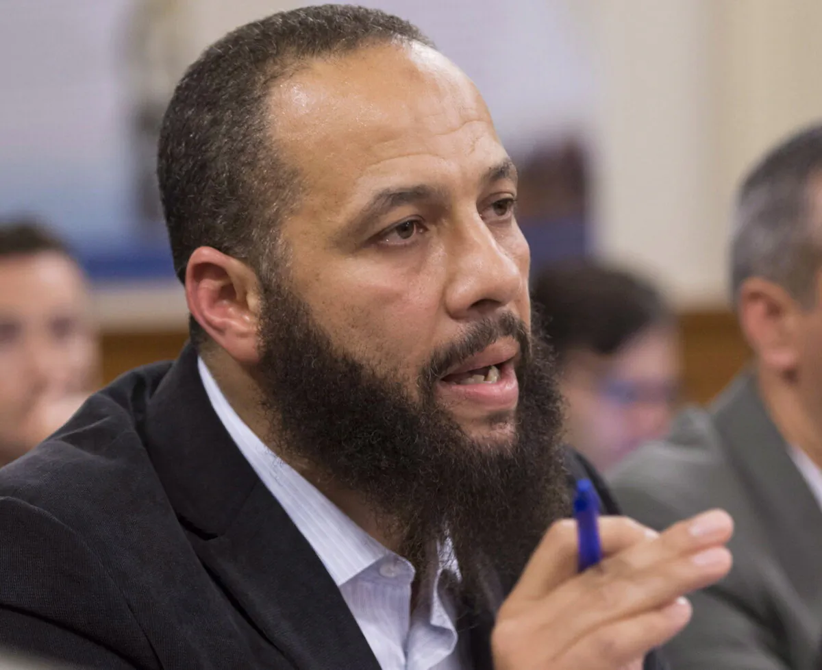 Adil Charkaoui speaks at a legislature committee studying a bill on hate speech on September 15, 2015 at the legislature in Quebec City. (Jacques Boissinot/The Canadian Press)