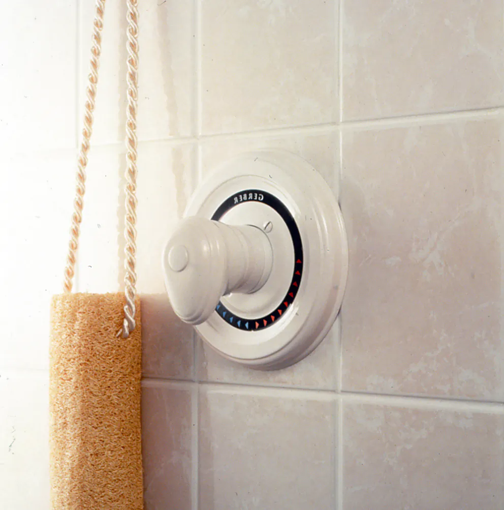 These anti-scald controls are designed as replacement units. (Delta/TNS)