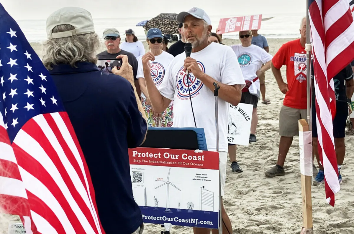 Ocean City's Robin Shaffer at a rally to prevent windfarms along the Jersey Shore. (Courtesy of Robin Shaffer)