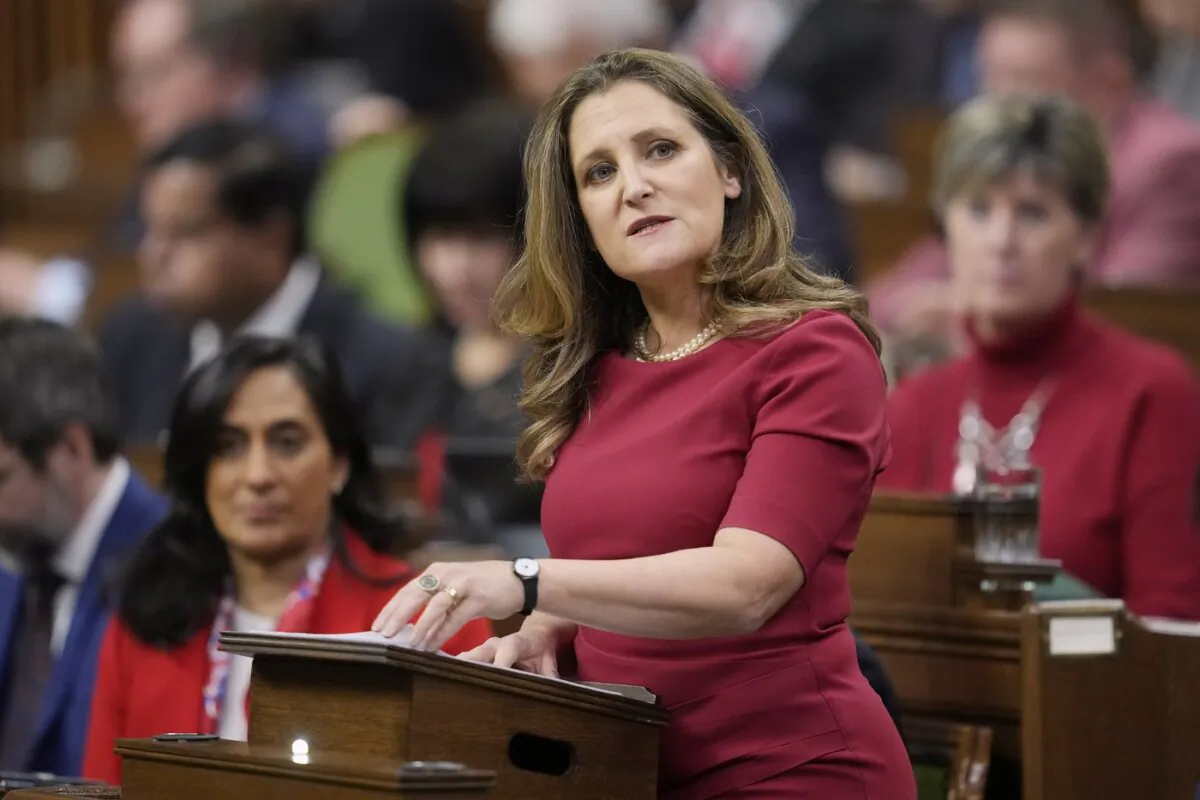 Minister of Finance Chrystia Freeland delivers the Fall Economic Statement in the House of Commons in Ottawa on Nov. 21, 2023. (The Canadian Press/Adrian Wyld)