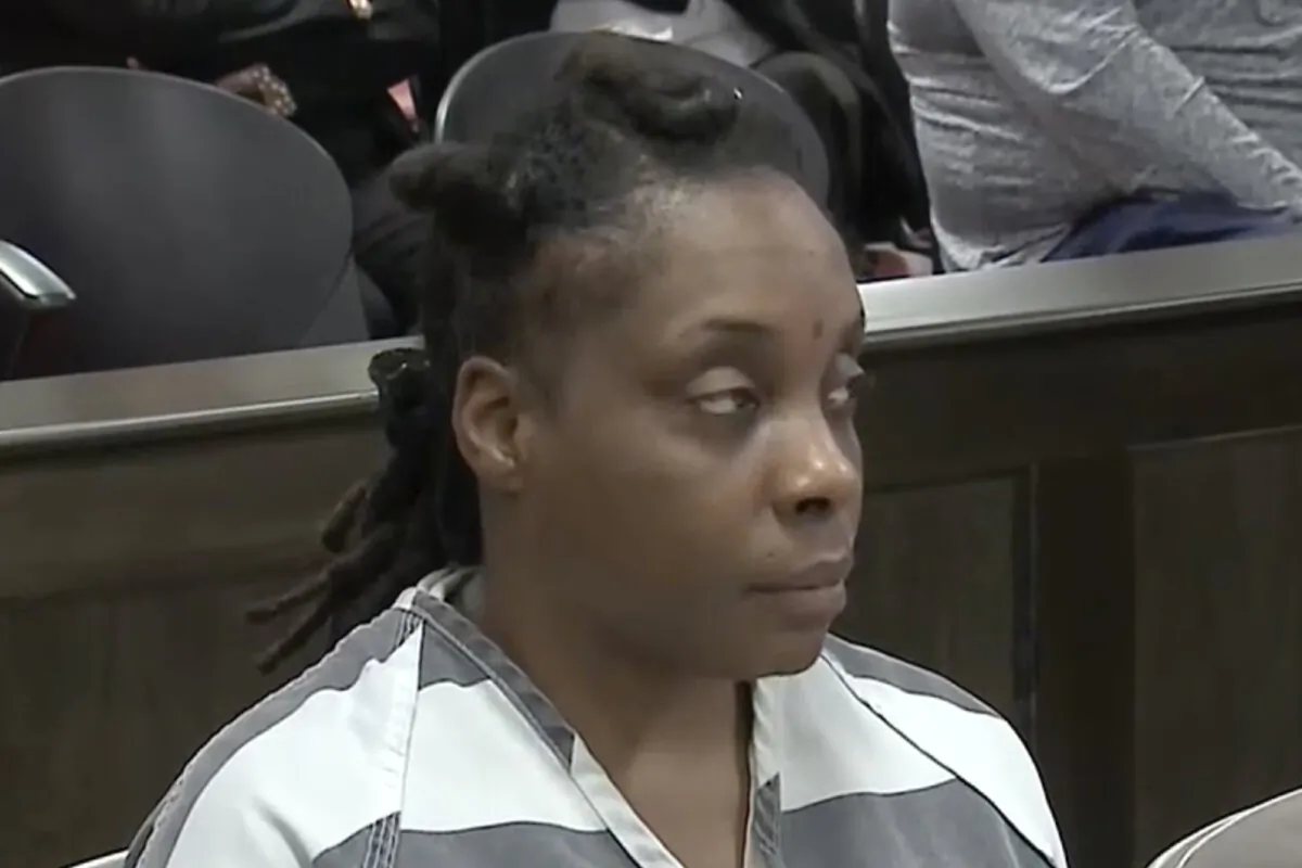 Dawn Coleman during her sentencing hearing at Washington Circuit Court in Salem, Ind., on Nov. 21, 2023, in a still from video. (Michael Flynn/WAVE 3 News via AP)