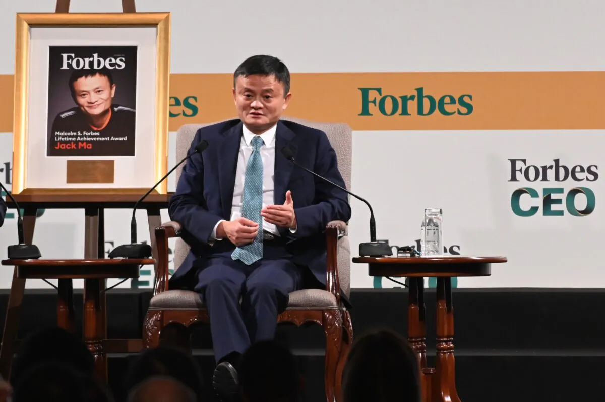 Jack Ma, co-founder and former executive chair of Alibaba Group, speaks during the Forbes Global CEO Conference in Singapore on October 15, 2019. (Roslan Rahman/AFP via Getty Images)