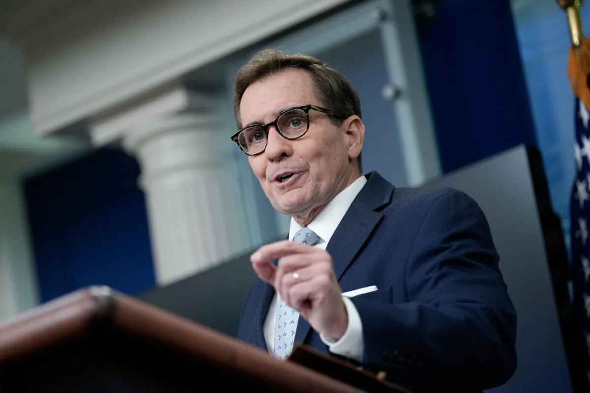 Coordinator for Strategic Communications at the National Security Council John Kirby speaks during the daily press briefing at the White House in Washington on Nov. 20, 2023. (Drew Angerer/Getty Images)