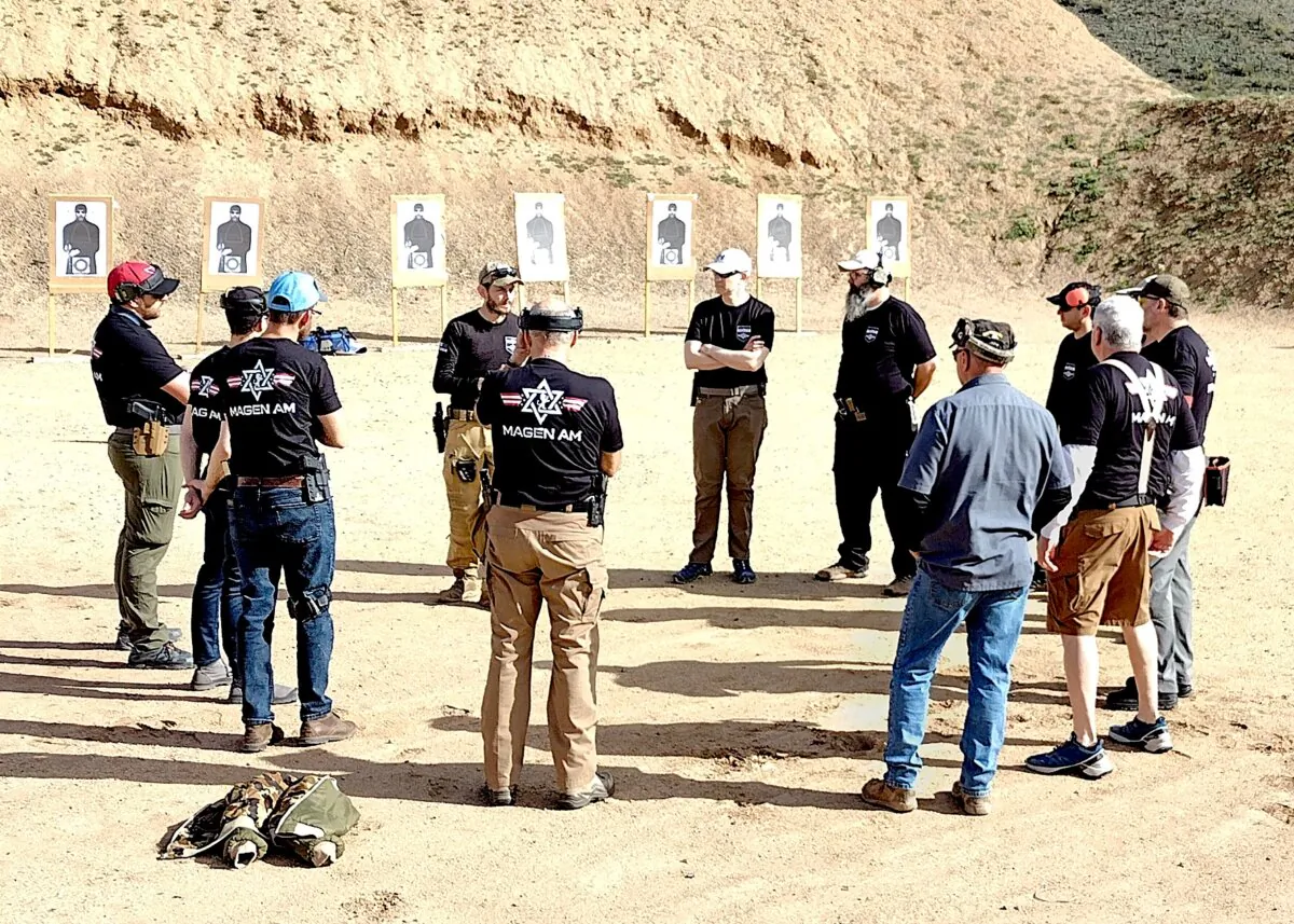 Students at Magen Am Arizona listen to firearms safety instructions before live training at a shooting range in Arizona. (Courtesy of Ian Turner)