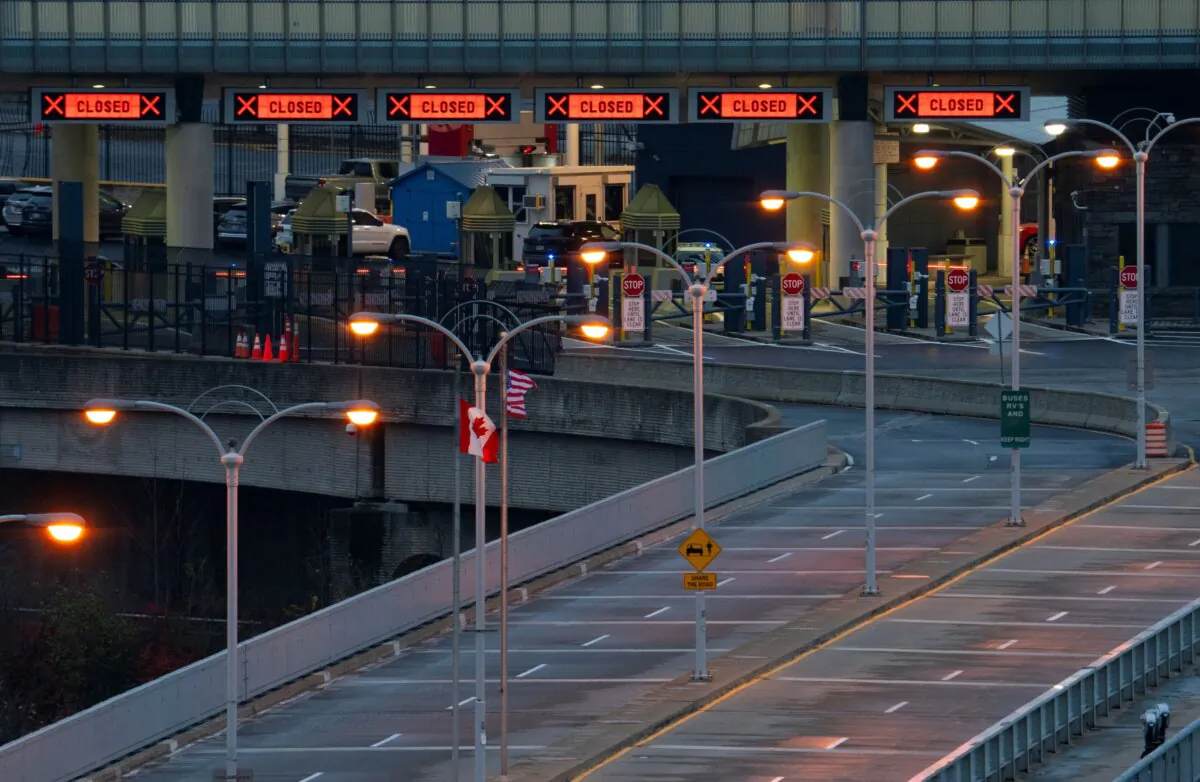 The Rainbow Bridge border crossing into the United States in Niagara Falls, Ontario, after a car exploded at a U.S.–Canada checkpoint on Nov. 22, 2023. (Peter Power/AFP via Getty Images)