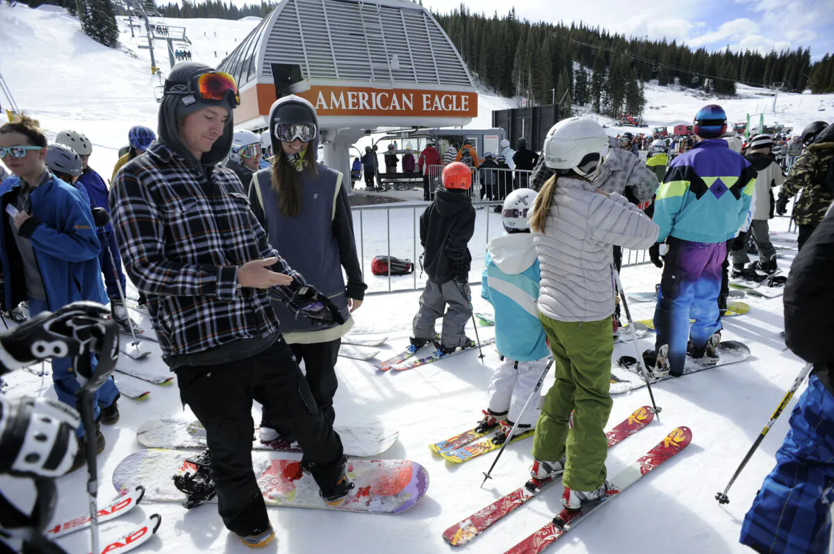 Skiers and snowboarders alike in line at the American Eagle Lift on opening day at Copper Mountain ski area Nov. 4, 2011. (Andy Cross/The Denver Post/TNS)