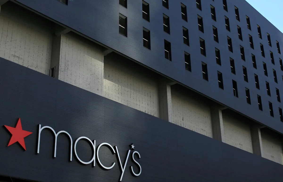The Macy's logo on the side of a building in downtown Los Angeles on March 6, 2017. (Mike Blake/Reuters)