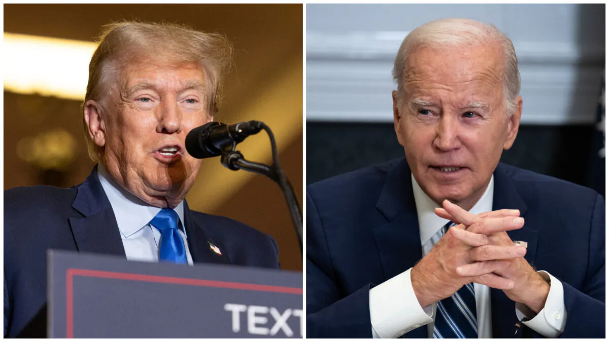 (Left) Former President Donald Trump. (Scott Eisen/Getty Images); (Right) President Joe Biden. (Drew Angerer/Getty Images)