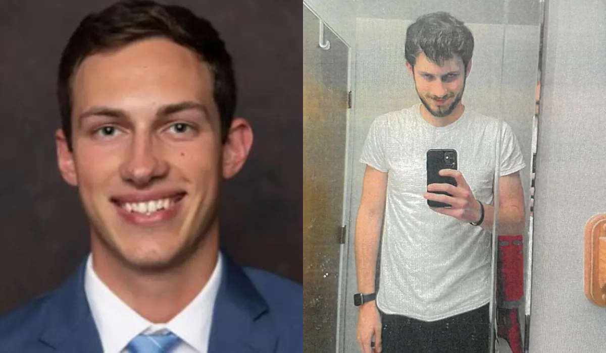Connor Sturgeon in file photographs. (LinkedIn and Louisville Metro Police Department via The Epoch Times)