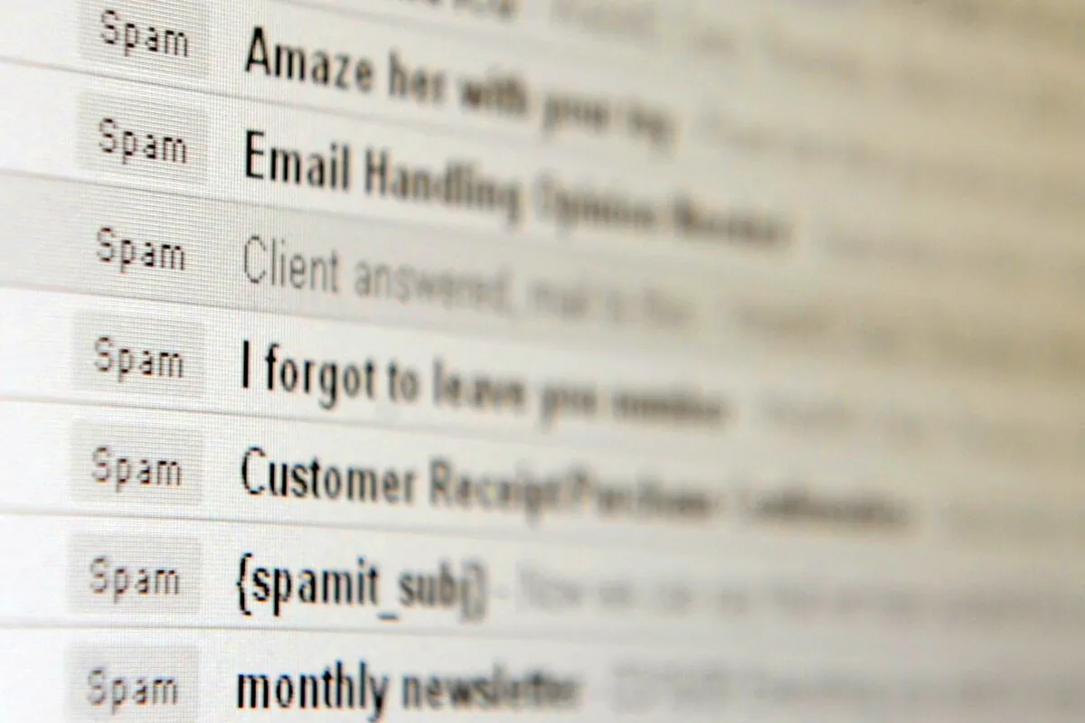 A computer screen inbox displaying unsolicited emails known as "spam" in a file photo. (Mike Clarke/AFP via Getty Images)