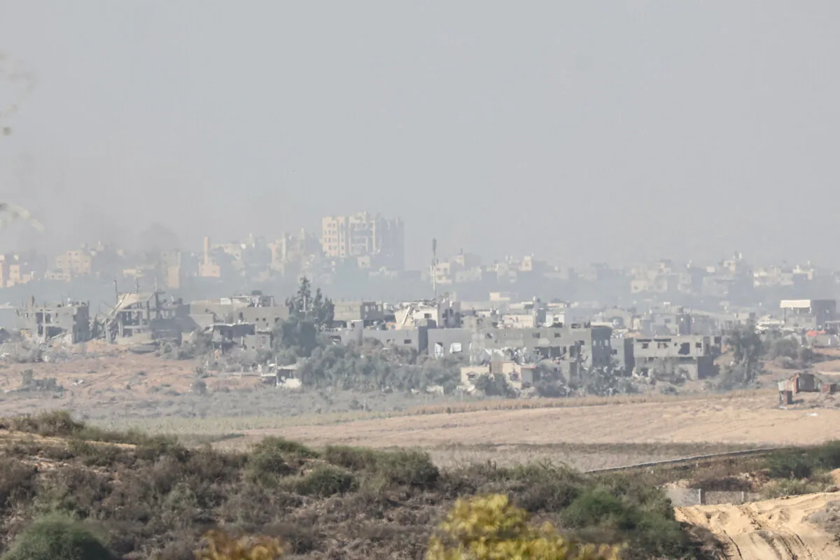 A picture taken from Israel's southern city of Sderot shows destroyed buildings following Israeli bombardments of the northern Gaza Strip on Nov. 24, 2023, hours after the start of a four-day truce in battles between Israel and Hamas. (Gil Cohen-Magen/AFP via Getty Images)