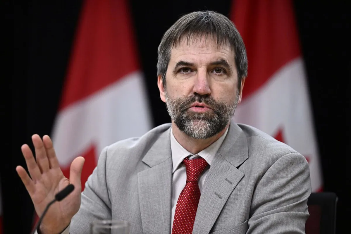 Minister of Environment and Climate Change Steven Guilbeault speaks during a news conference in Ottawa, on Nov. 20, 2023. (The Canadian Press/Justin Tang)