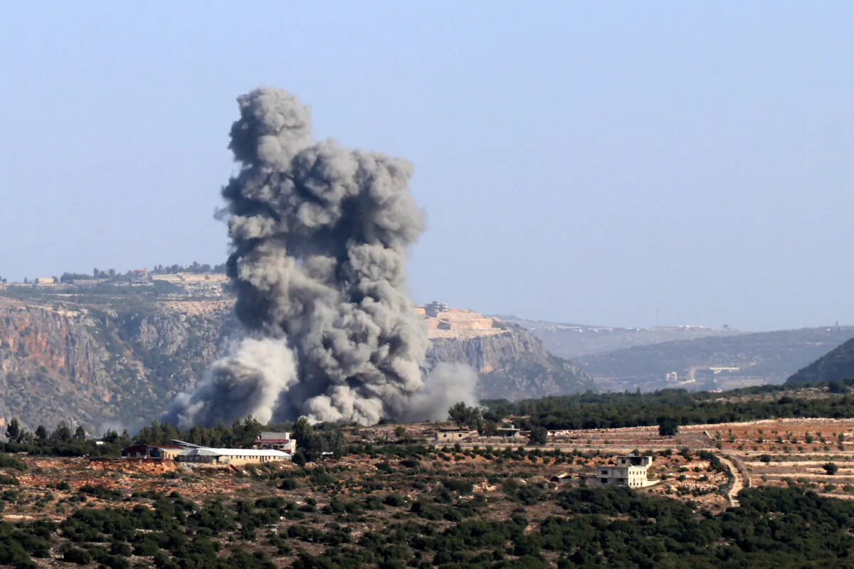 Smoke billows from the site of an Israeli strike in Lebanon's southern village of Jibbayn near the boder with northern Israel on Nov. 23, 2023, amid increasing cross-border tensions as fighting continues with Hamas militants in the southern Gaza Strip. (-/AFP via Getty Images)