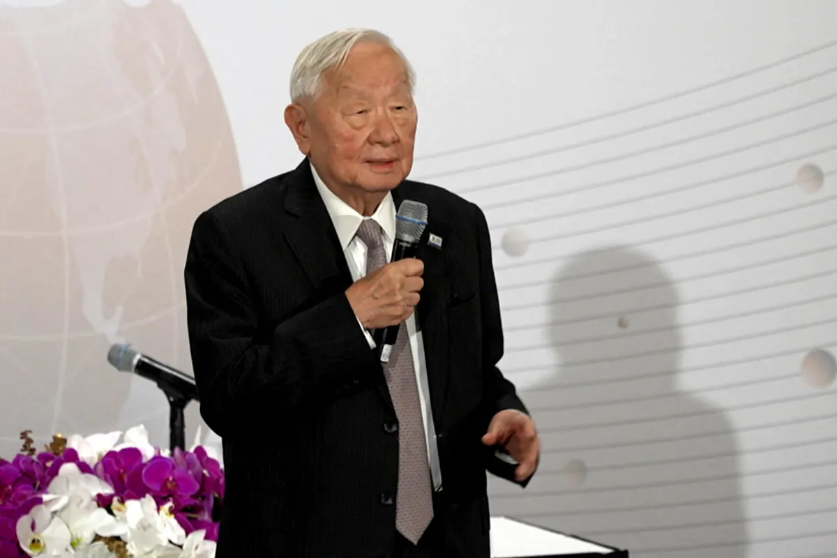 Taiwan's businessman and envoy Morris Chang speaks during a press conference on the last day of the Asia-Pacific Economic Cooperation (APEC) Leaders' Week in San Francisco, Calif., on Nov. 17, 2023. (Gilles Clarenne/ AFP via Getty Images)