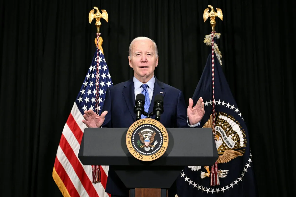 President Joe Biden delivers remarks on the release of hostages from Gaza in Nantucket, Mass., on Nov. 26, 2023. (Brendan Smialowski/AFP via Getty Images)