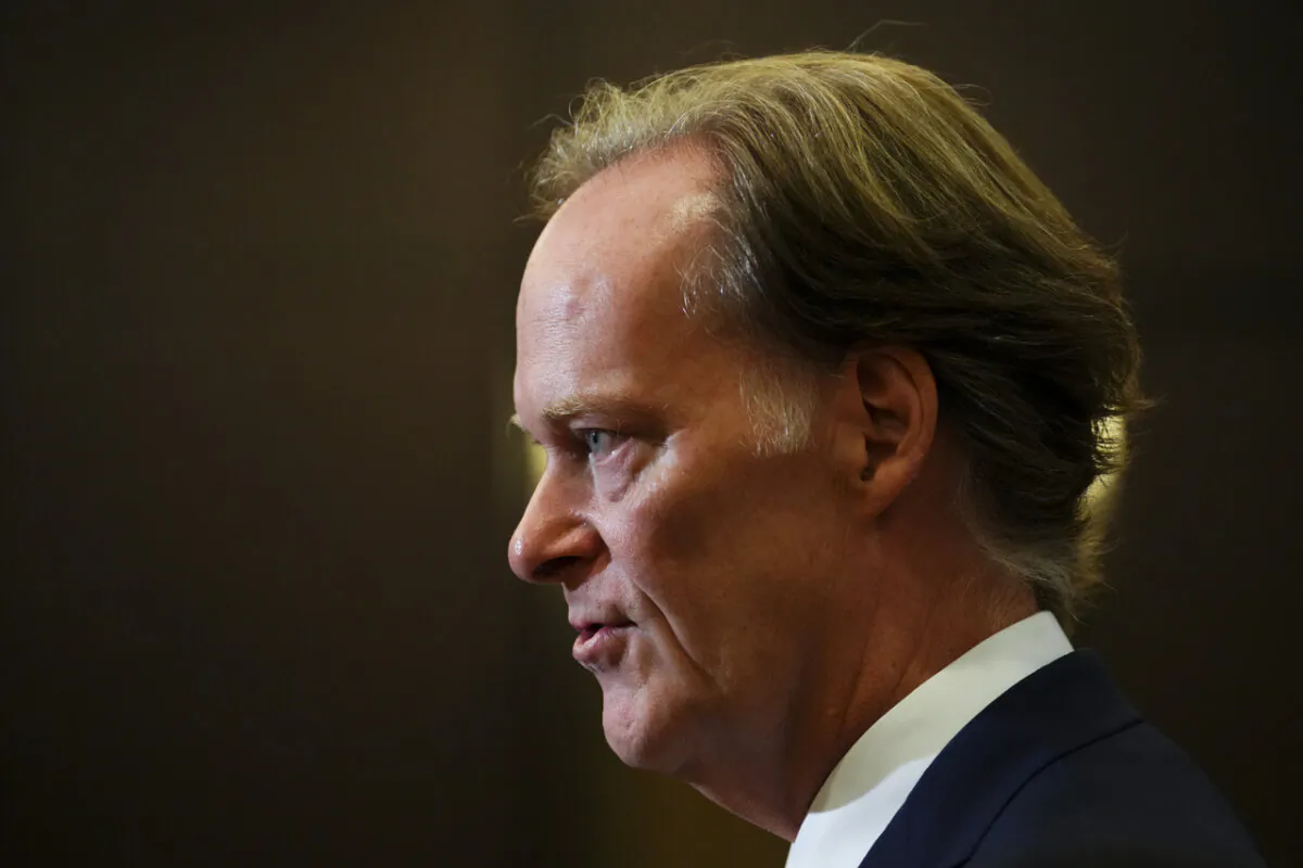 Ian McKay, ambassador of Canada to Japan and special envoy for the Indo-Pacific, speaks to media in Jakarta, Indonesia, on Sept. 5, 2023. (The Canadian Press/Sean Kilpatrick)