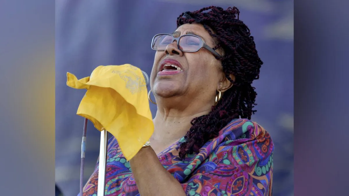 Jean Knight and her band perform on the Abita Beer Stage during the fourth and final day of the 33rd annual French Quarter Festival in New Orleans, on April 10, 2016. (Eliot Kamenitz/The Times-Picayune/The New Orleans Advocate via AP)