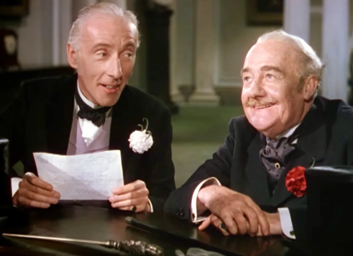 Two elderly, eccentric millionaires—the Montpelier brothers, Roderick (Wilfrid Hyde-White) and Oliver (Ronald Squire)—in “The Million Pound Note.” (General Film Distributors)
