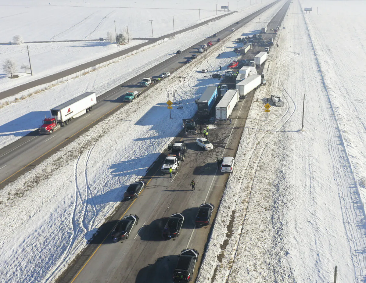 A collision scene in Pocatello, Idaho, on Nov. 27, 2023. (Idaho State Police via AP)