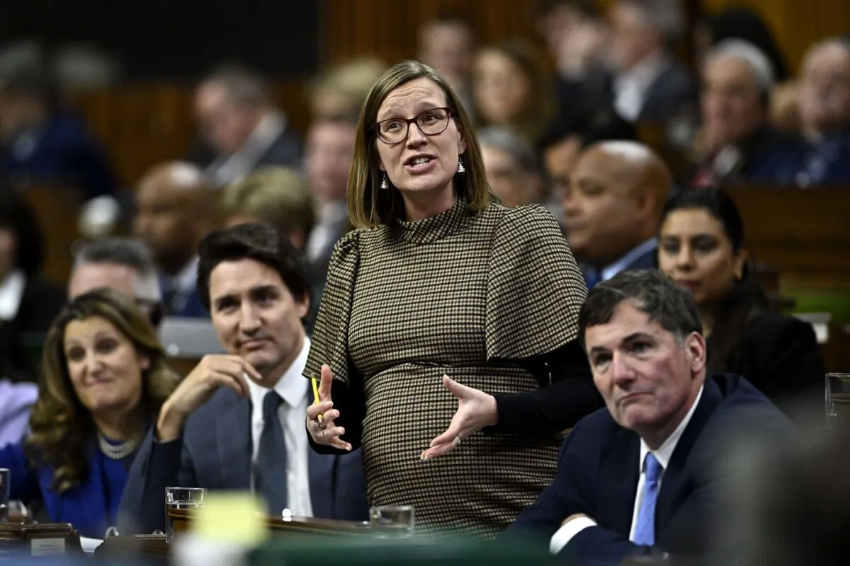 Leader of the Government in the House of Commons Karina Gould rises during Question Period in the House of Commons on Parliament Hill in Ottawa on Nov. 28, 2023. (The Canadian Press/Justin Tang)
