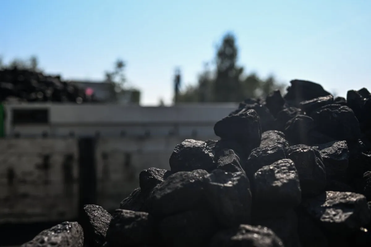 Coal on a truck that was bought from the Sobieski coal mine in Jaworzno, Poland, on Sept. 8, 2022. (Omar Marques/Getty Images)