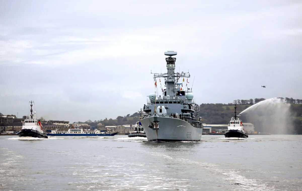 HMS Richmond returns after a historic global deployment to Plymouth, England, on Sept. 12, 2021. (Ministry of Defence)