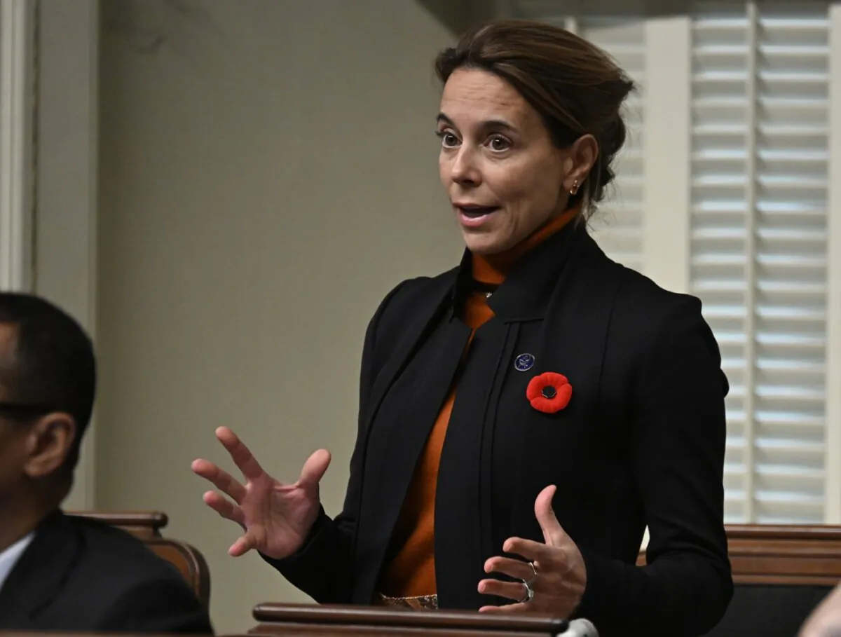 Minister France-Élaine Duranceau responds to the Opposition during question period, at the legislature in Quebec City, on Oct. 31, 2023. (The Canadian Press/Jacques Boissinot)