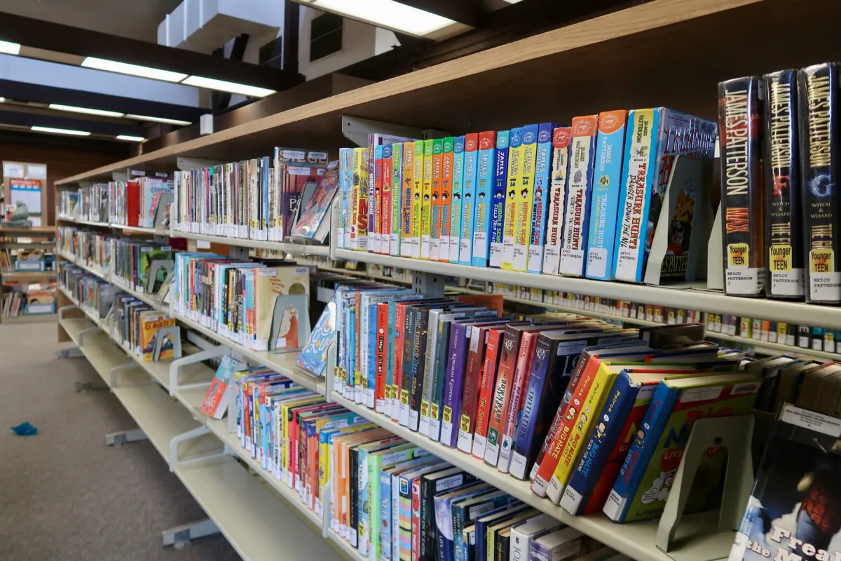 Children's books sitting in the Mary Wilson Branch of Orange County Library in Seal Beach, Calif., on Sept. 9, 2023. (Sophie Li/The Epoch Times)