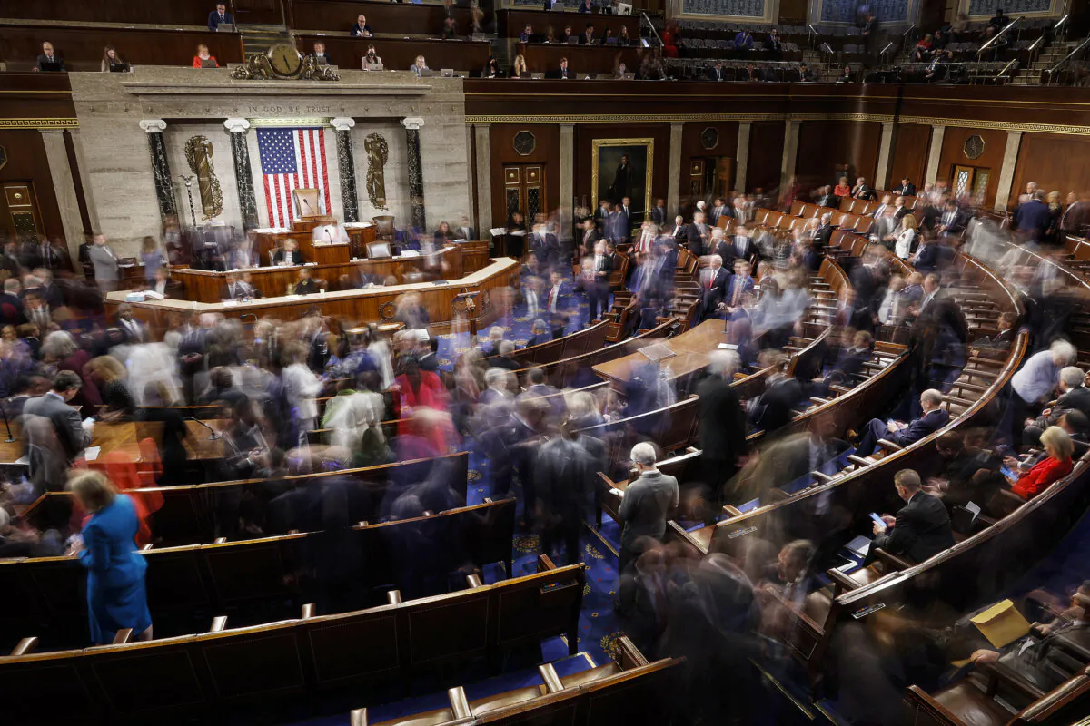 After more than five hours of voting, members-elect of the 118th Congress leave the House Chamber after three ballots failed to elect a new Speaker of the House at the U.S. Capitol Building on Jan. 3, 2023, in Washington. (Photo by Chip Somodevilla/Getty Images)