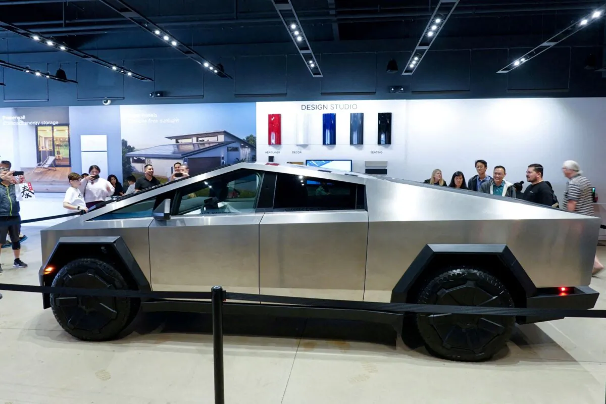 Tesla's new Cybertruck is shown on display at a Tesla store in San Diego, Calif., on Nov. 20, 2023. (Mike Blake/Reuters)