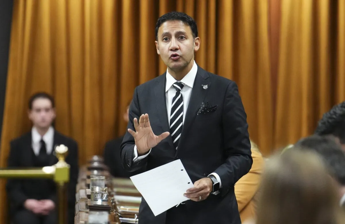 Minister of Justice and Attorney General of Canada Arif Virani rises during question period in the House of Commons on Parliament Hill in Ottawa on Oct. 26, 2023. (The Canadian Press/Sean Kilpatrick)
