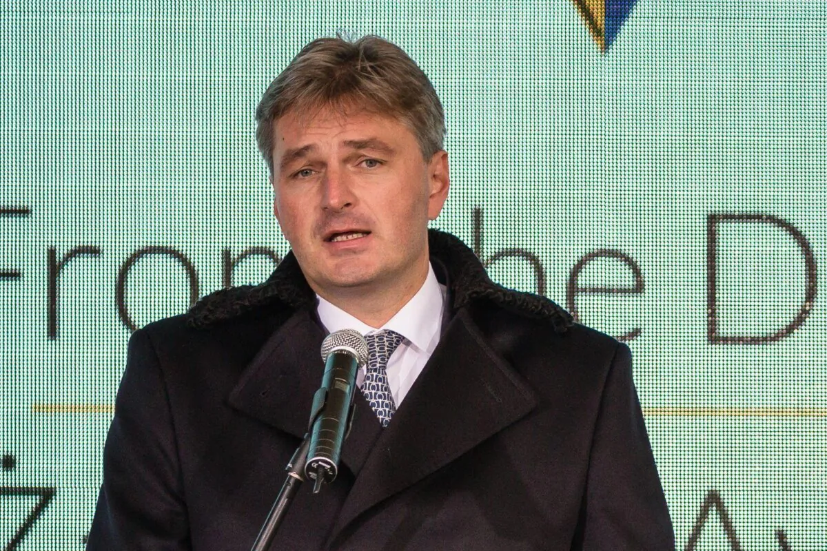 MP Daniel Kawczynski speaks during the "From The Depths Zabinski Awards" ceremony, honoring non-Jews who saved Jews during the Holocaust and WWII, in Warsaw, on Sept. 18, 2017. (Wojtek Radwanski/AFP via Getty Images)