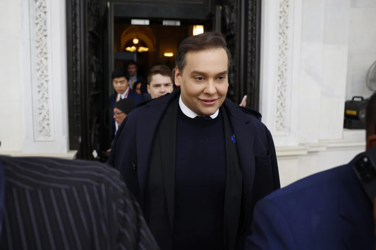 Rep. George Santos (R-N.Y.) leaves the U.S. Capitol after his fellow members of Congress voted to expel him from the House of Representatives in Washington on Dec. 1, 2023. (Anna Moneymaker/Getty Images)