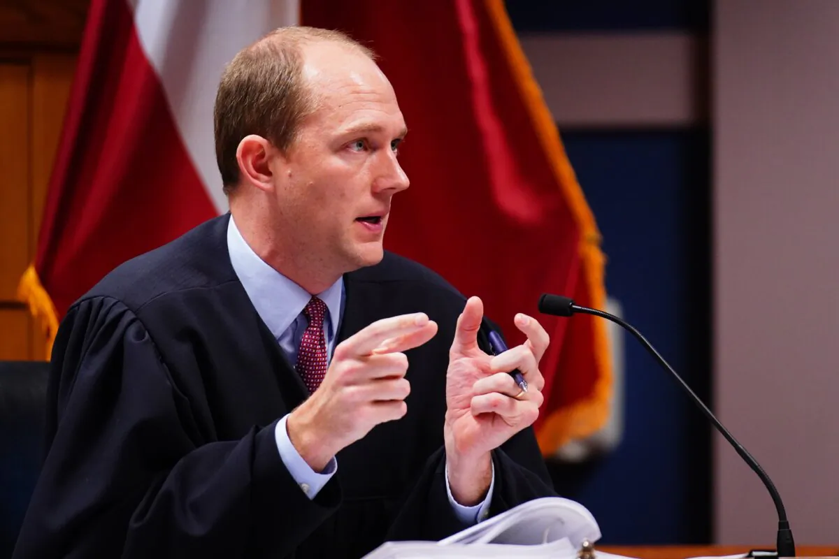 Judge Scott McAfee speaks during a hearing in the 2020 Georgia election interference case at the Fulton County Courthouse in Atlanta on Dec. 1, 2023. (John David Mercer/Pool via Getty Images)