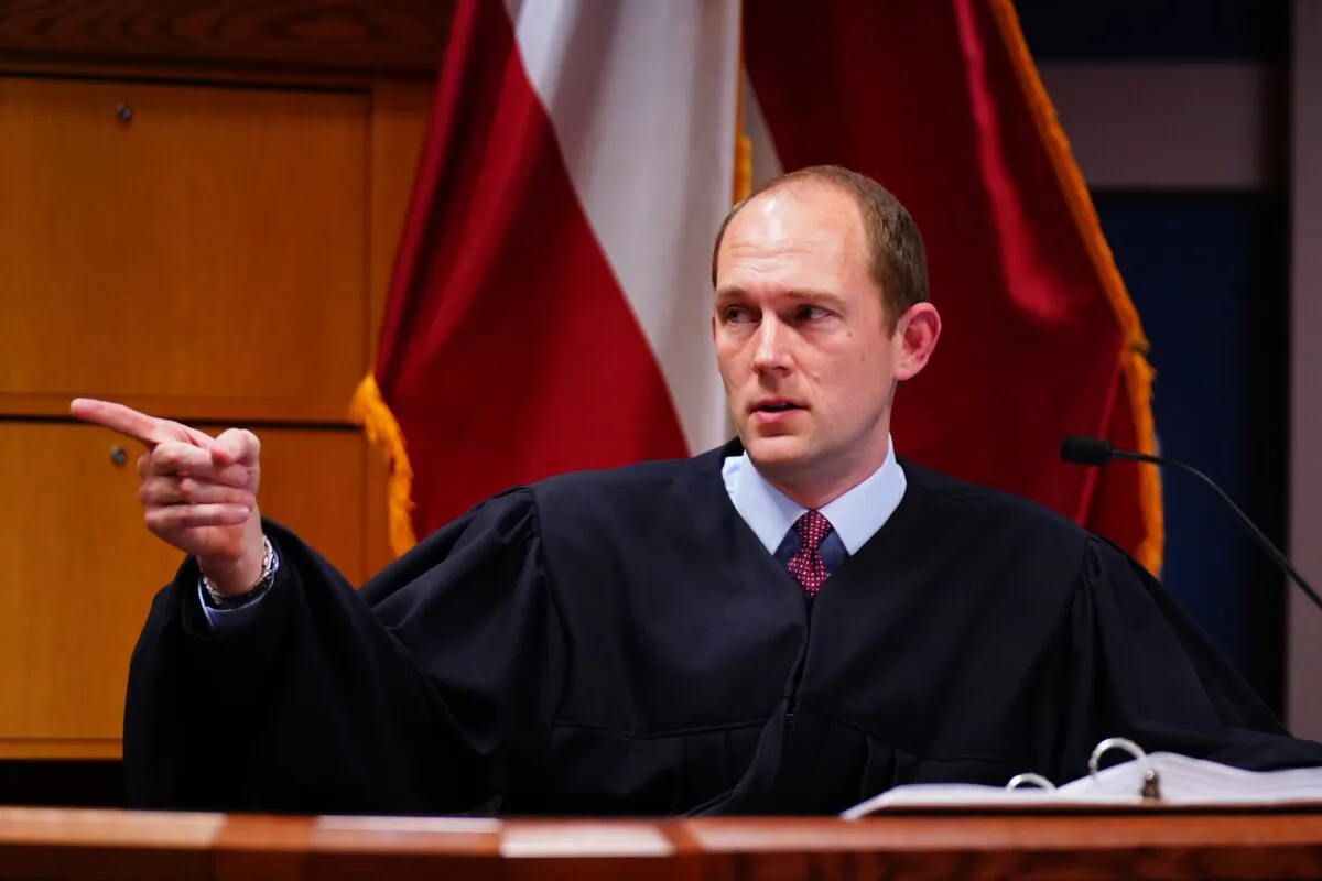 Judge Scott McAfee speaks during a hearing in the 2020 Georgia election interference case at the Fulton County Courthouse in Atlanta on Dec. 1, 2023. (John David Mercer- Pool/Getty Images)