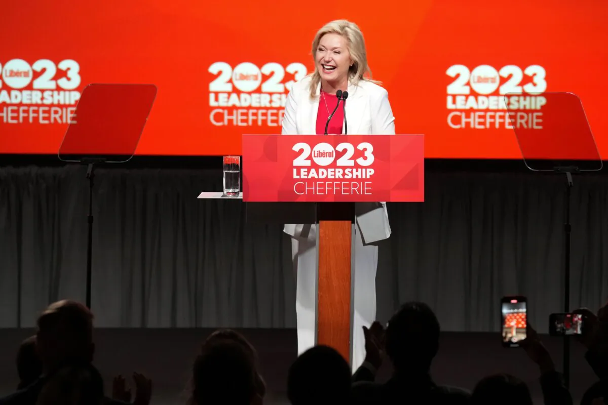 Incoming Ontario Liberal Party Leader Bonnie Crombie speaks to party members after winning the Ontario Liberal leadership election, in Toronto on Dec. 2, 2023. (The Canadian Press/Chris Young)
