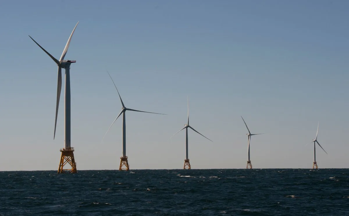 File photo: Wind turbines of the Block Island Wind Farm tower over the water off the shores of Block Island, R.I., on Oct. 14, 2016. (Don Emmert/AFP via Getty Images)
