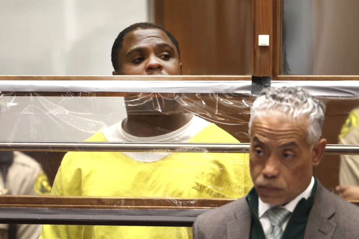 Jerrid Joseph Powell appears at an arraignment at Los Angeles superior court on Dec. 4, 2023. (Wally Skalij/Los Angeles Times, Pool via AP)