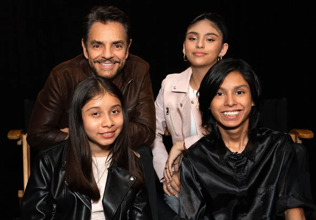 (L-R) Actress Mia Fernanda Solis, Mexican actor Eugenio Derbez, actress Jennifer Trejo, and actor Danilo Guardiola attend the press junket for "Radical" in Los Angeles, California, on October 19, 2023. (Valerie Macon/AFP via Getty Images)