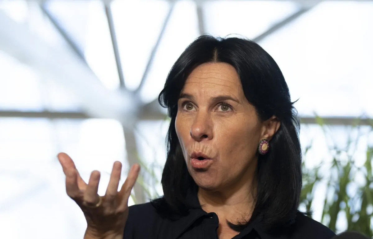 Montreal Mayor Valérie Plante speaks to the press on Oct. 3, 2023. (The Canadian Press/Christinne Muschi)