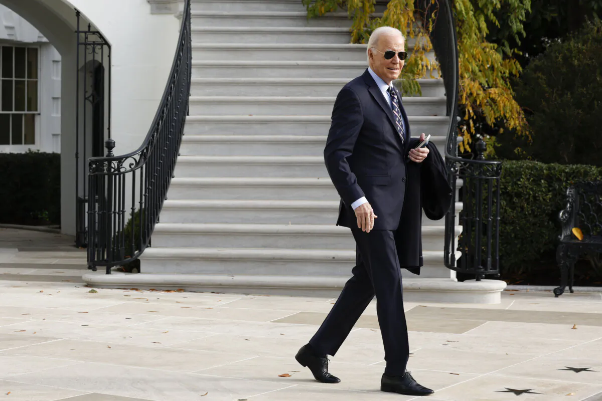 President Joe Biden walks to the South Lawn before boarding Marine One and departing the White House, on December 5, 2023 in Washington.  (Anna Moneymaker/Getty Images)