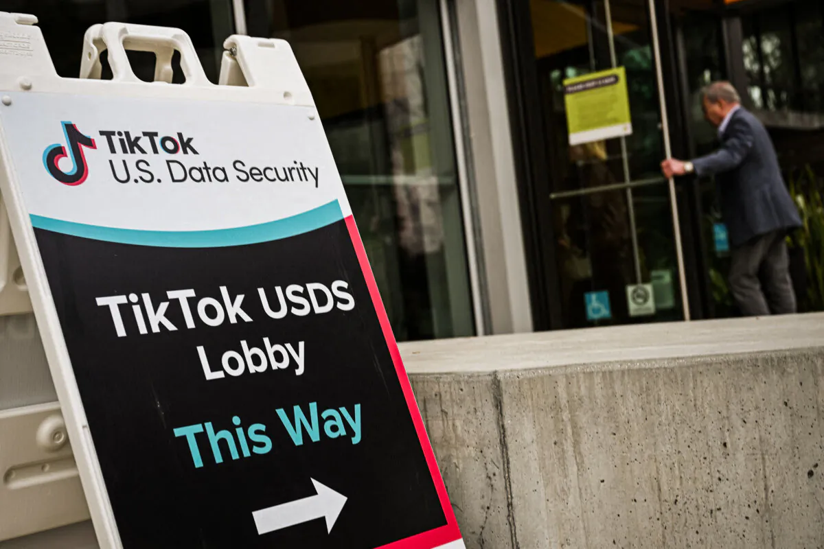 The TikTok logo is displayed on signage outside TikTok social media app company offices in Culver City, Calif., on March 16, 2023. - (Patrick T. Fallon/AFP via Getty Images)