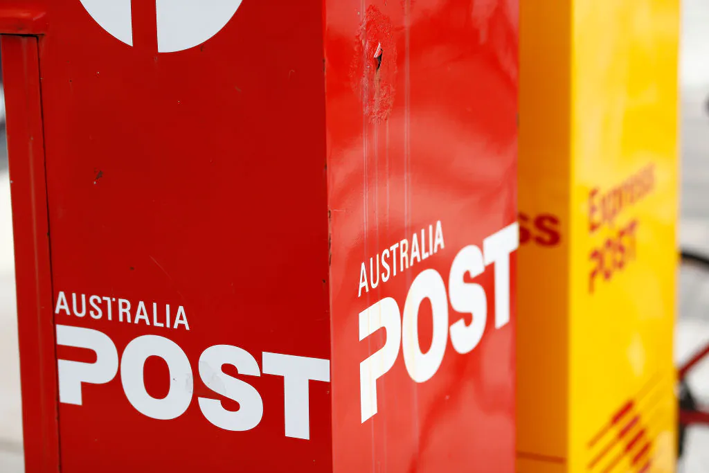 A general view of Australia Post mailboxes in Coogee in Sydney, Australia on Oct. 28, 2020. (Ryan Pierse/Getty Images)