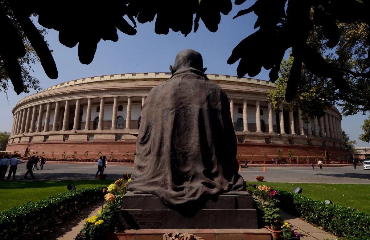 A general view of the Indian parliament in New Delhi on Feb. 23, 2016.  (Money Sharma/AFP via Getty Images)