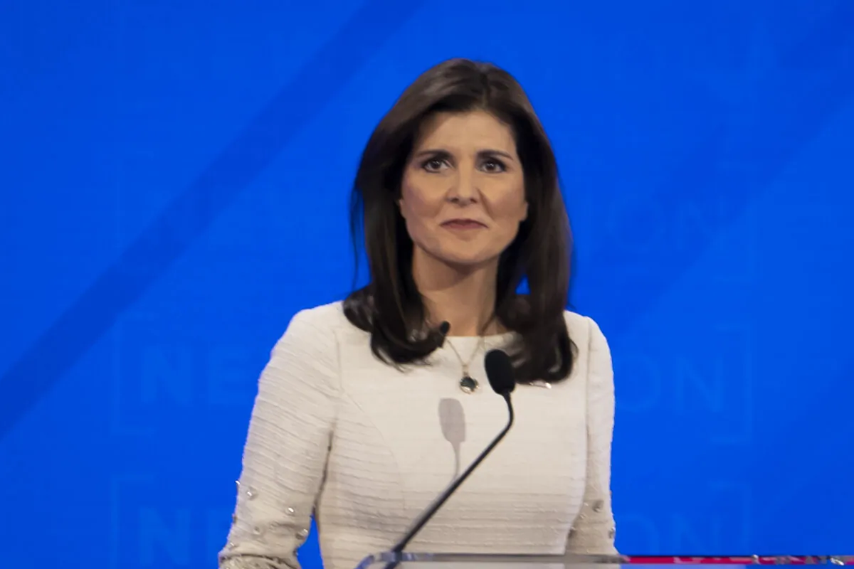 Republican presidential candidate and former South Carolina Gov. Nikki Haley participates in the fourth GOP presidential primary debate at the University of Alabama in Tuscaloosa, Ala., on Dec. 6, 2023. (Madalina Vasiliu/The Epoch Times)