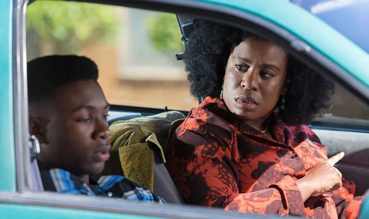 Someone’s in trouble: James (Niles Fitch, L) and Virginia Walden Ford (Uzo Aduba), in “Miss Virginia.” (Vertical Entertainment)