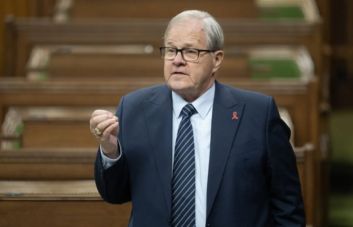 Federal Agriculture Minister Lawrence MacAulay rises during Question Period, in Ottawa, on Dec. 1, 2023. (The Canadian Press/Adrian Wyld)